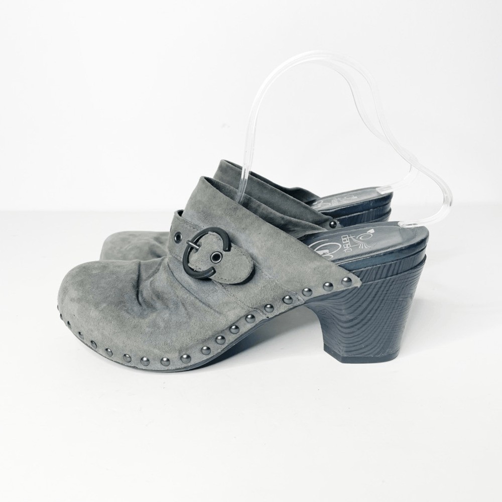DANSKO Nadine buckle detail platform clog suede studded GRAY WOMENS 40 9.5 10 - Picture 4 of 7